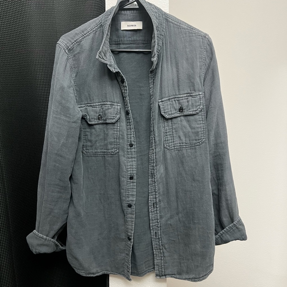 Buck Mason Overshirt, Greyish- Navy in Color. Size: M but OS.